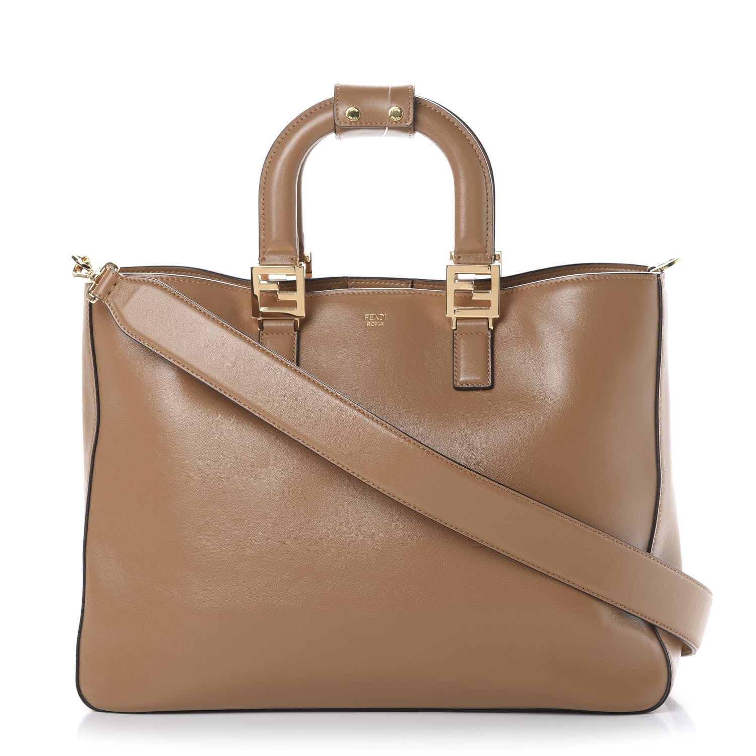 Fendi Vitello Glacier Medium FF Tote Nocciola 1 of 9