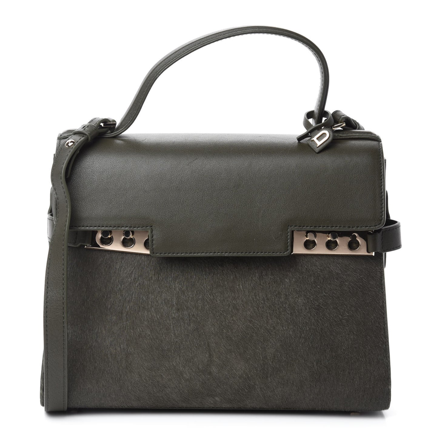 Calf Hair MM Tempete Satchel Kaki