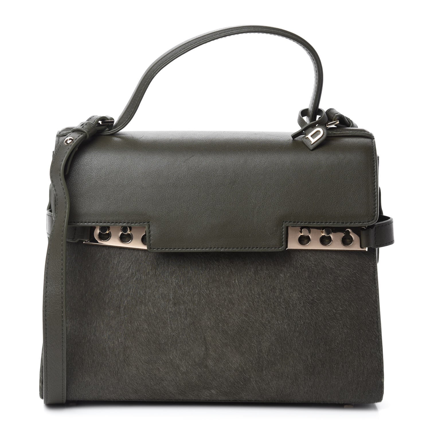 Delvaux Calf Hair MM Tempete Satchel Kaki 1 of 12