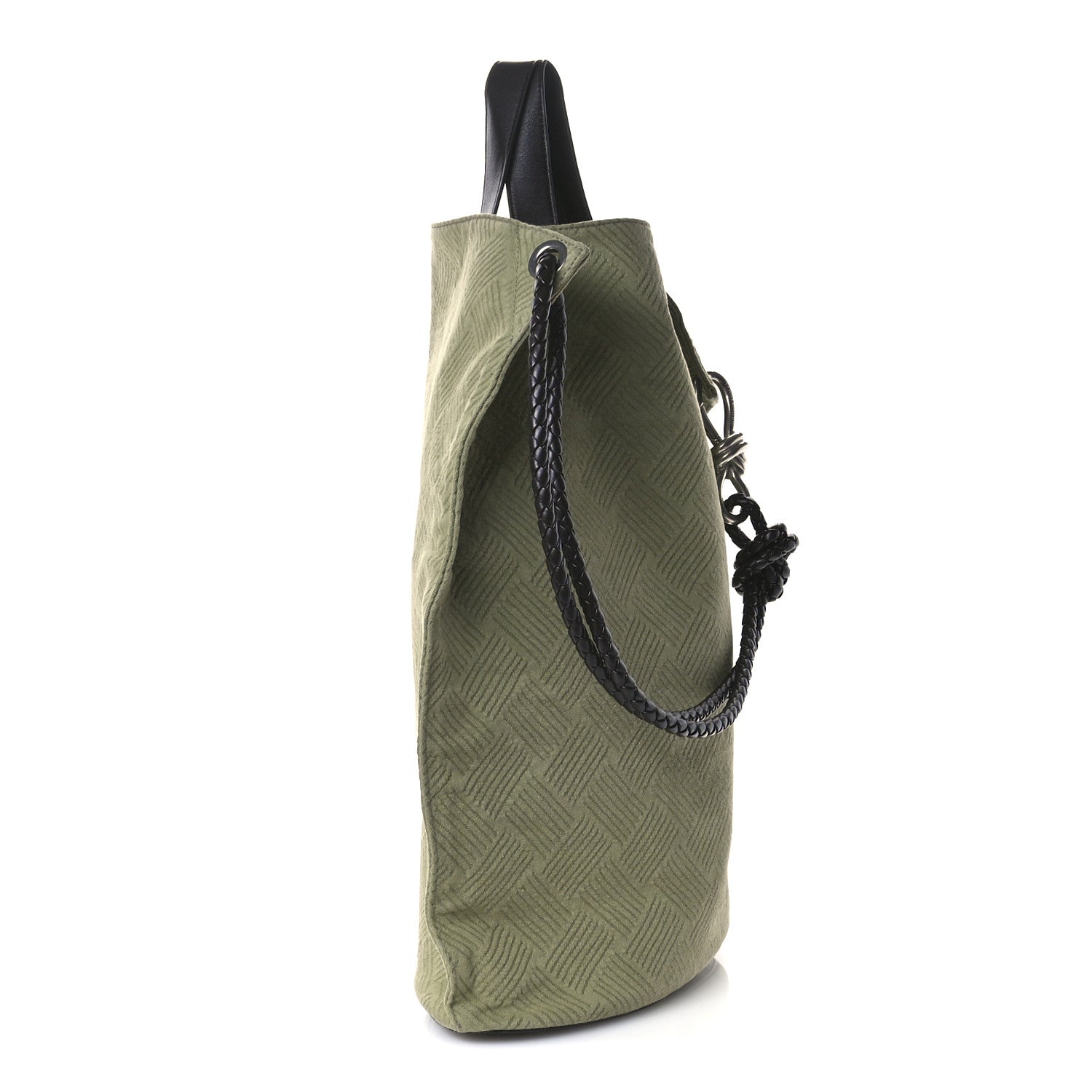 Bottega Veneta Jacquard Canvas Avenue Knot Tote Crocodile Ebano 3 of 10