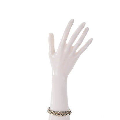 David Yurman Sterling Silver 14K Yellow Gold Garnet 6mm Double Wheat Buckle Bracelet 2 of 4