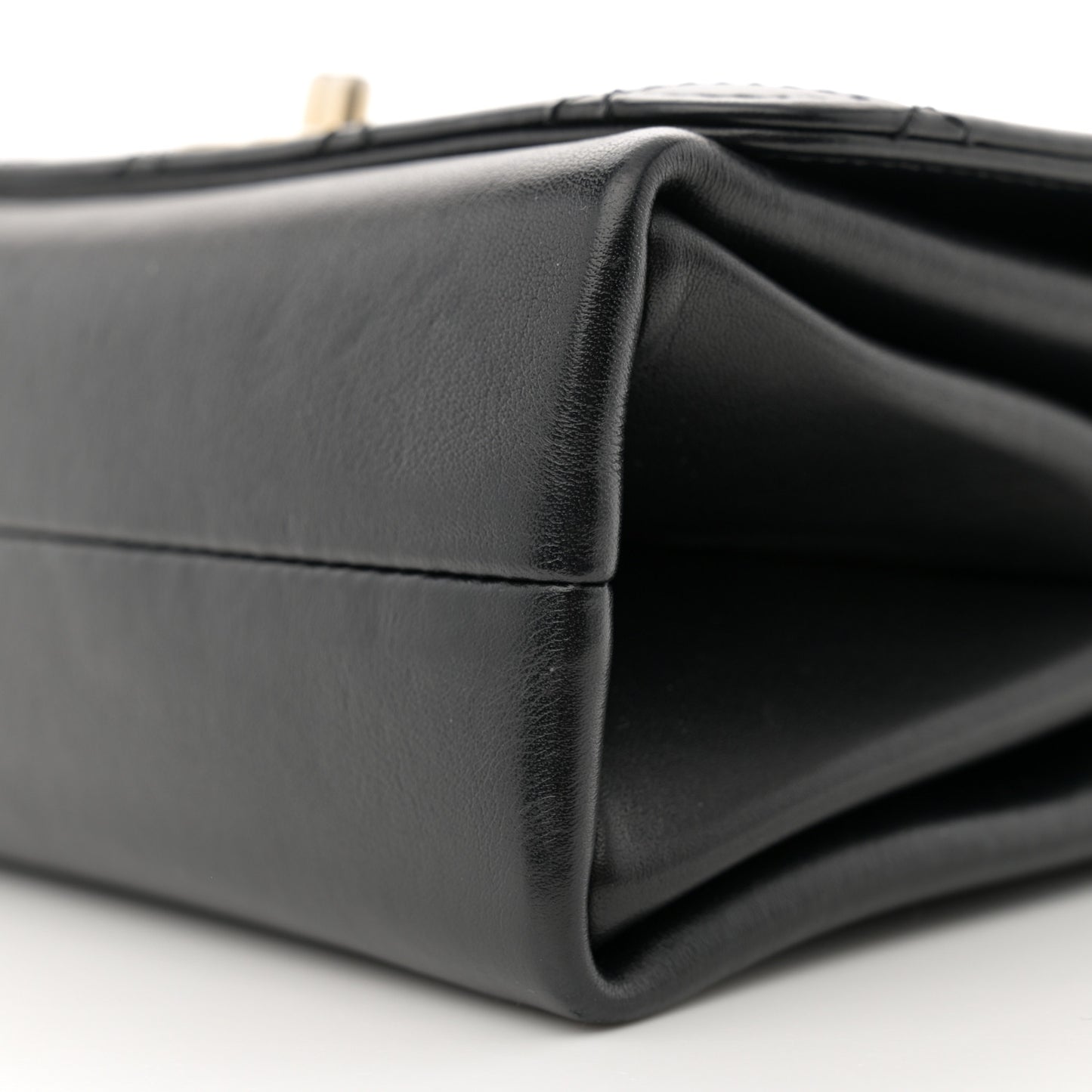 Calfskin Quilted Pearl Jewel Chain Flap Black
