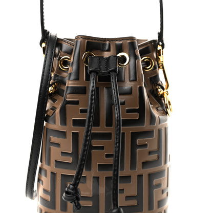 Fendi Vitello Liberty F is Fendi Bi-Color FF 1974 Embossed Mini Mon Tresor Bucket Bag Maya Black 8 of 10