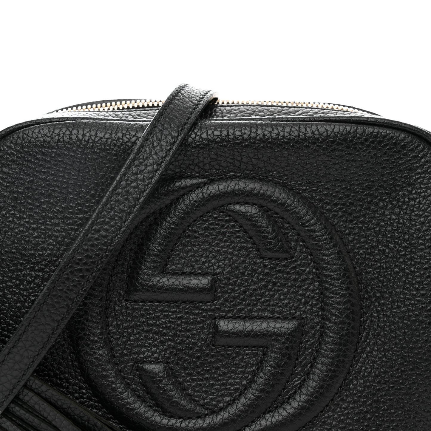 Pebbled Calfskin Small Soho Disco Bag Black