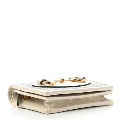 Gucci GG Supreme Monogram Azalea Calfskin Horsebit 1955 Card Case Wallet Beige Ebony Mystic White 4 of 10