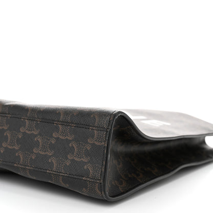 Celine Triomphe Canvas Calfskin Small Vertical Cabas Tan 10 of 11