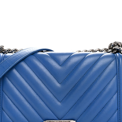 Chanel Calfskin Chevron Quilted Medium Boy Flap Blue 8 of 14