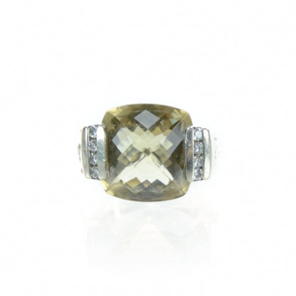 David Yurman Sterling Silver Diamond Citrine Ring 6.5 2 of 5