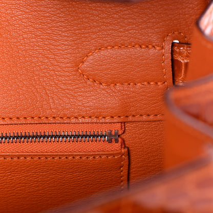 Hermes Shiny Porosus Crocodile Birkin 30 Orange 22 of 29