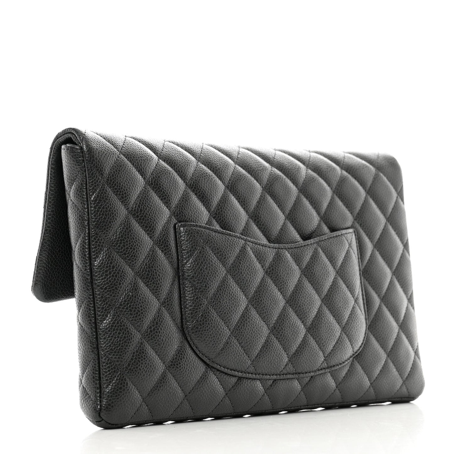 Caviar Quilted Flap Clutch Black