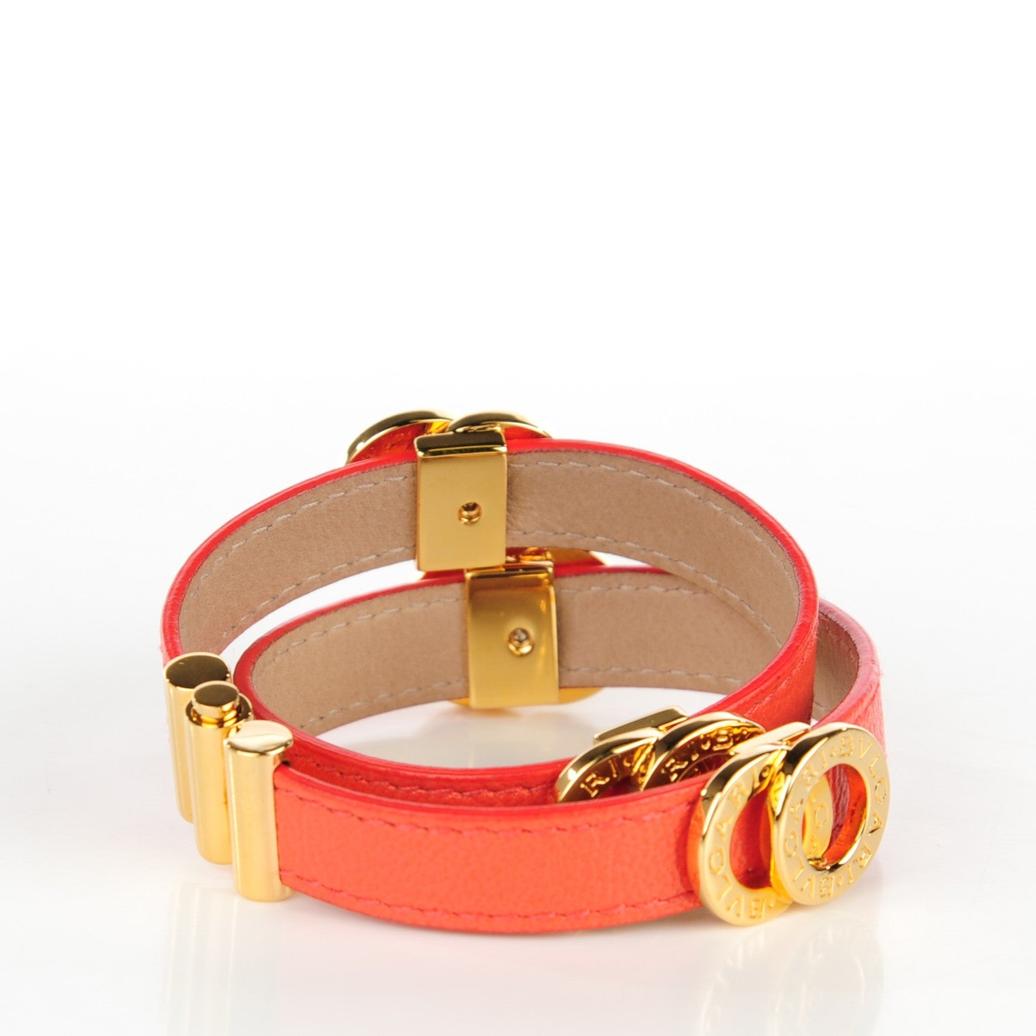 Bulgari Goatskin Double Coiled Bracelet M Reef Coral 3 of 7