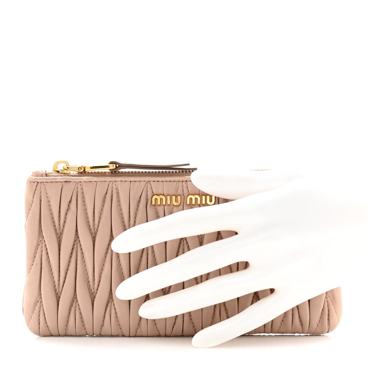 Nappa Matelasse Wristlet Cammeo