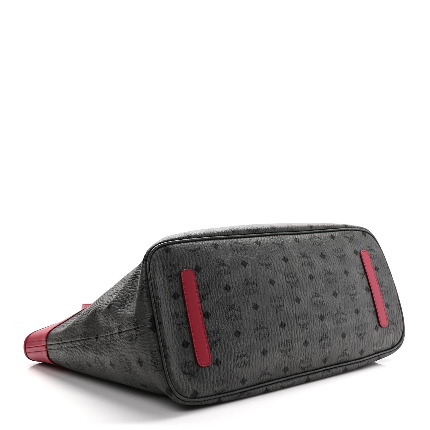 MCM Visetos Large Anya Shopper Tote Phantom Grey Red 4 of 8