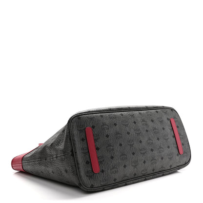 MCM Visetos Large Anya Shopper Tote Phantom Grey Red 4 of 8