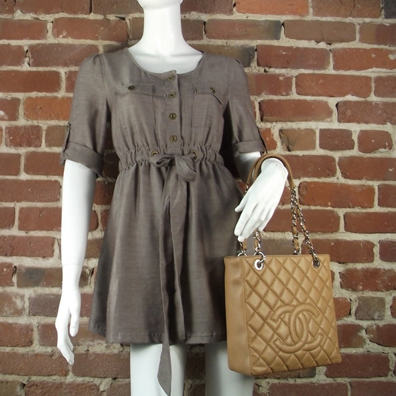 Caviar Petit Shopping Tote PST Beige