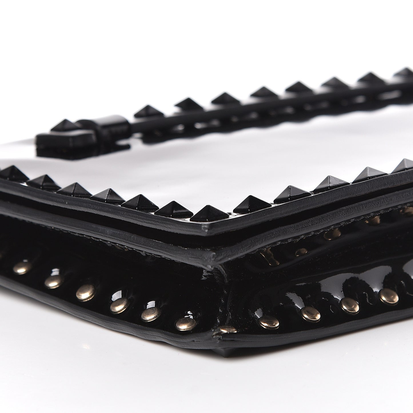 Patent Rockstud Wristlet Clutch Black