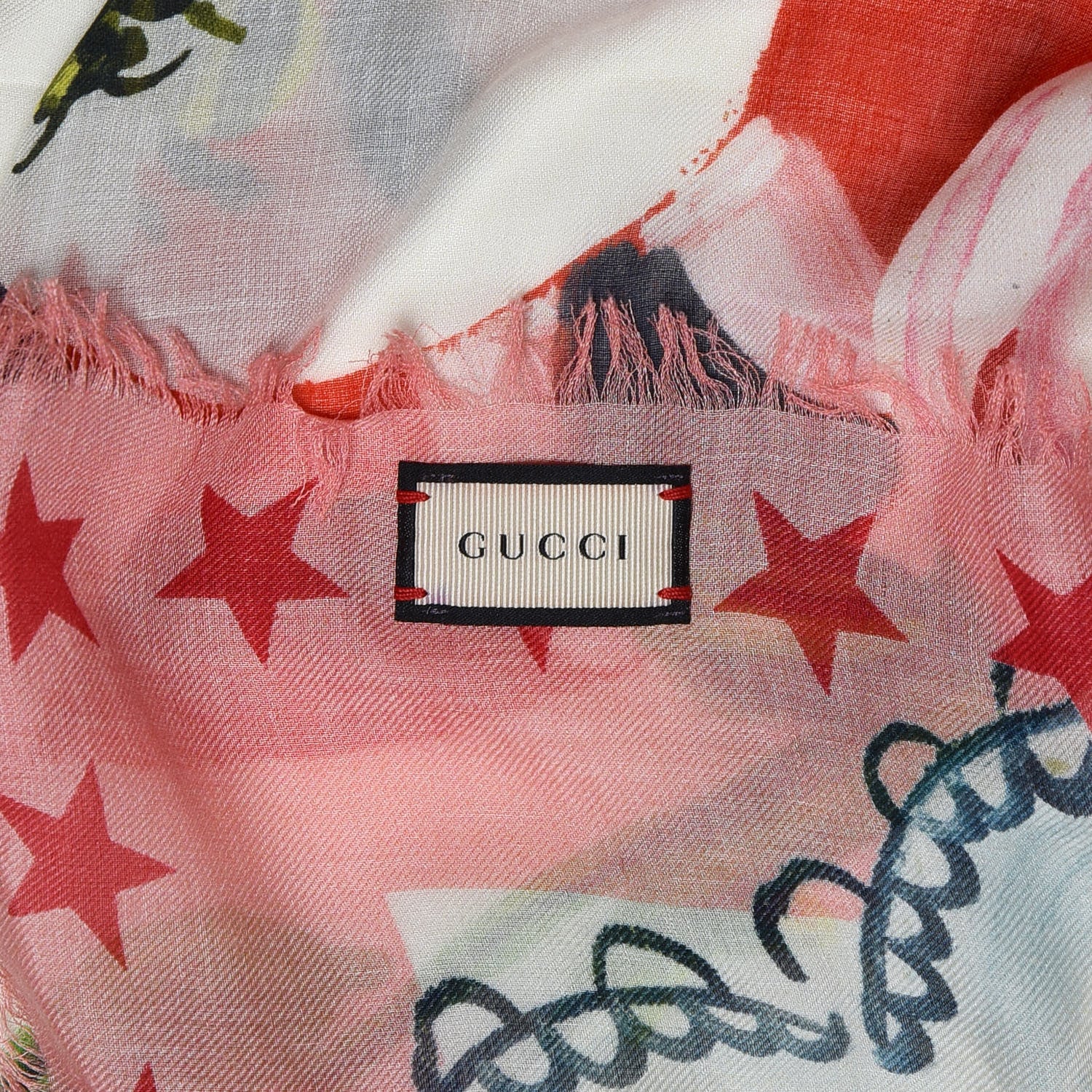 Gucci Modal Silk Garden Print Shawl White 5 of 5