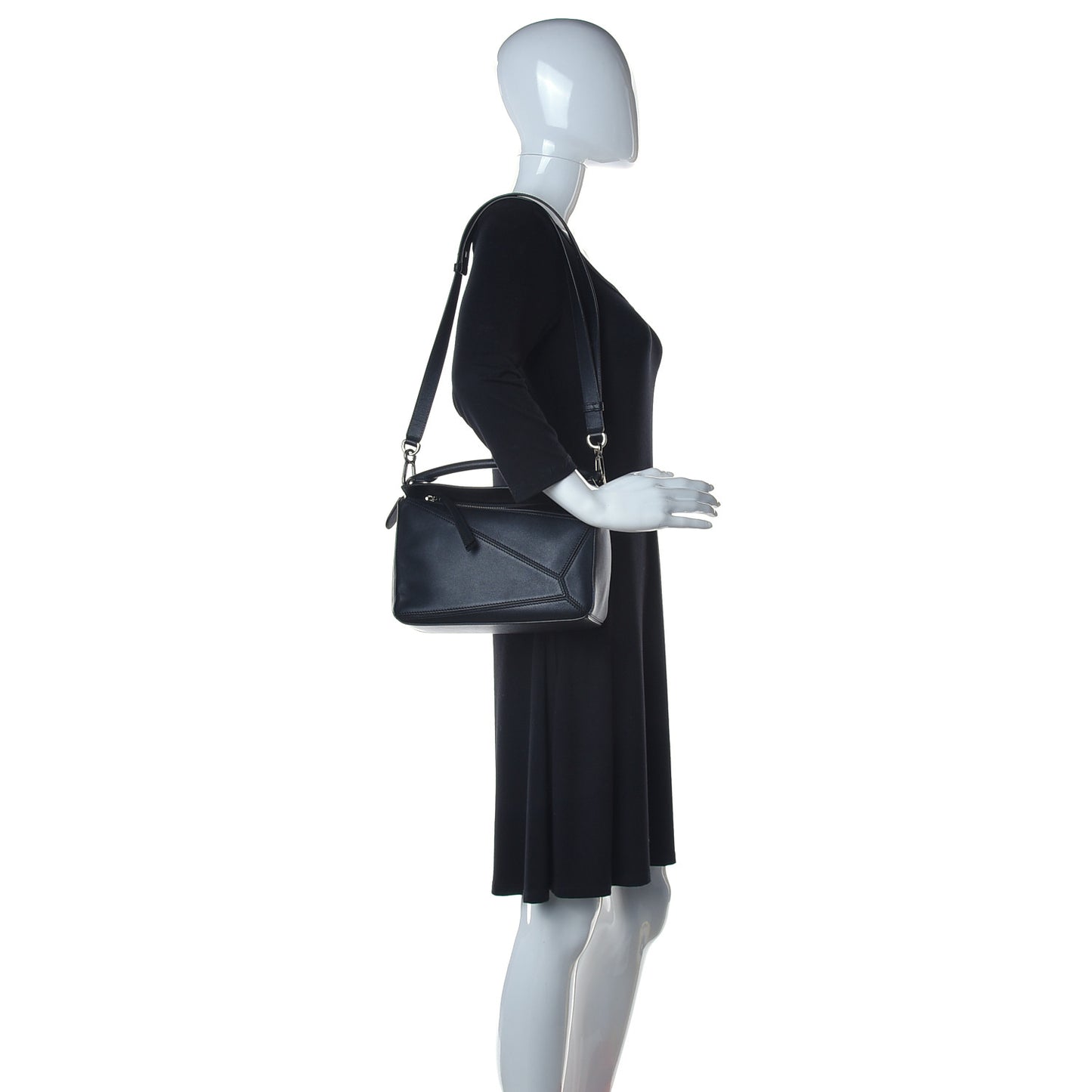 Calfskin Small Puzzle Bag Black