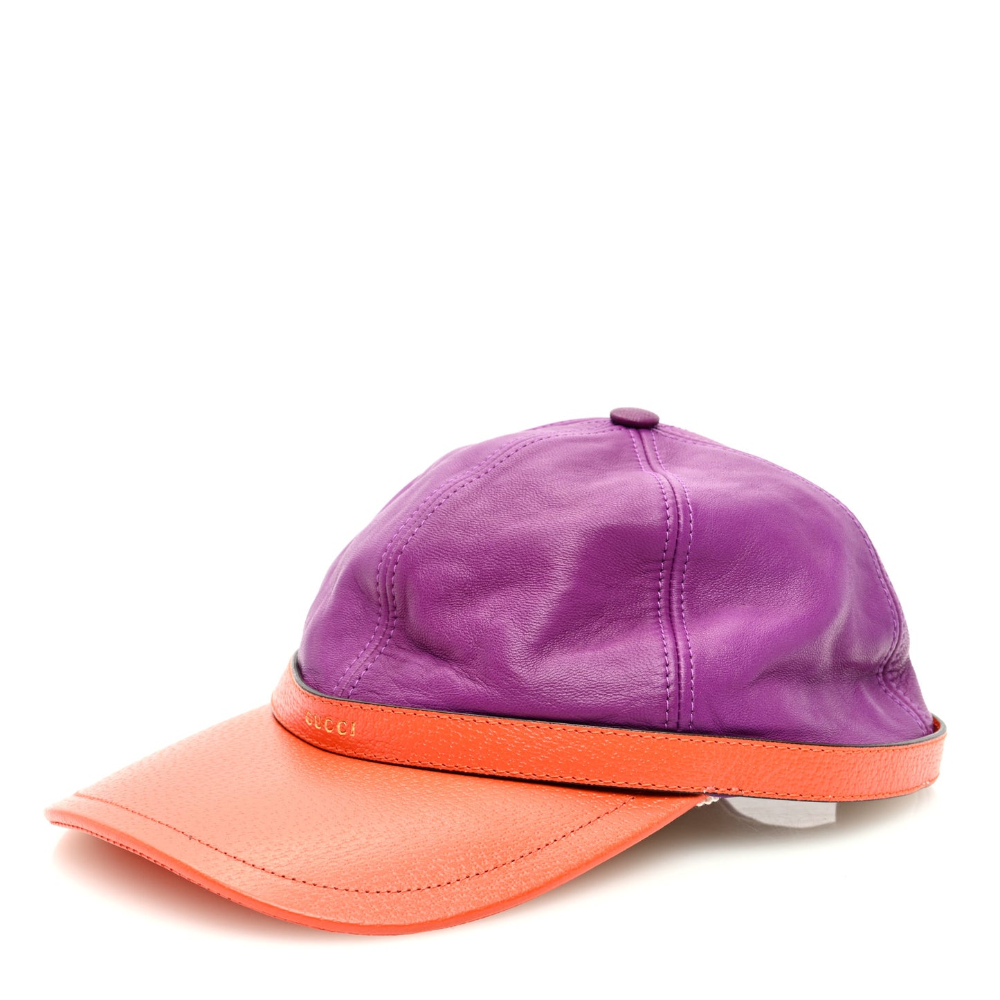 Lambskin Baseball Hat M Purple Orange