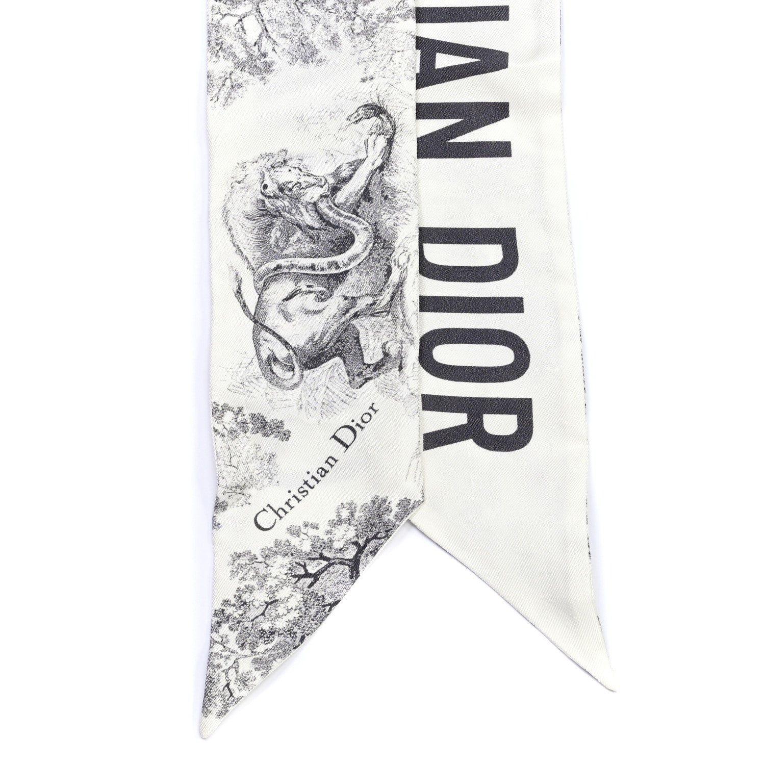 Christian Dior Silk Toile De Jouy Mitzah Scarf White 3 of 6