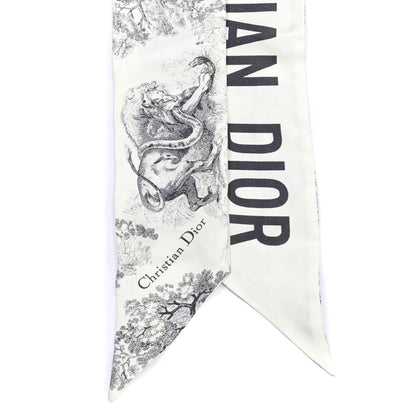 Christian Dior Silk Toile De Jouy Mitzah Scarf White 3 of 6