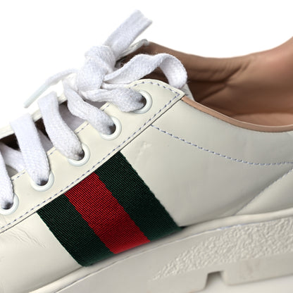 Gucci Calfskin Web Bee Embroidered Womens Ace Platform Sneakers 36.5 White 13 of 14