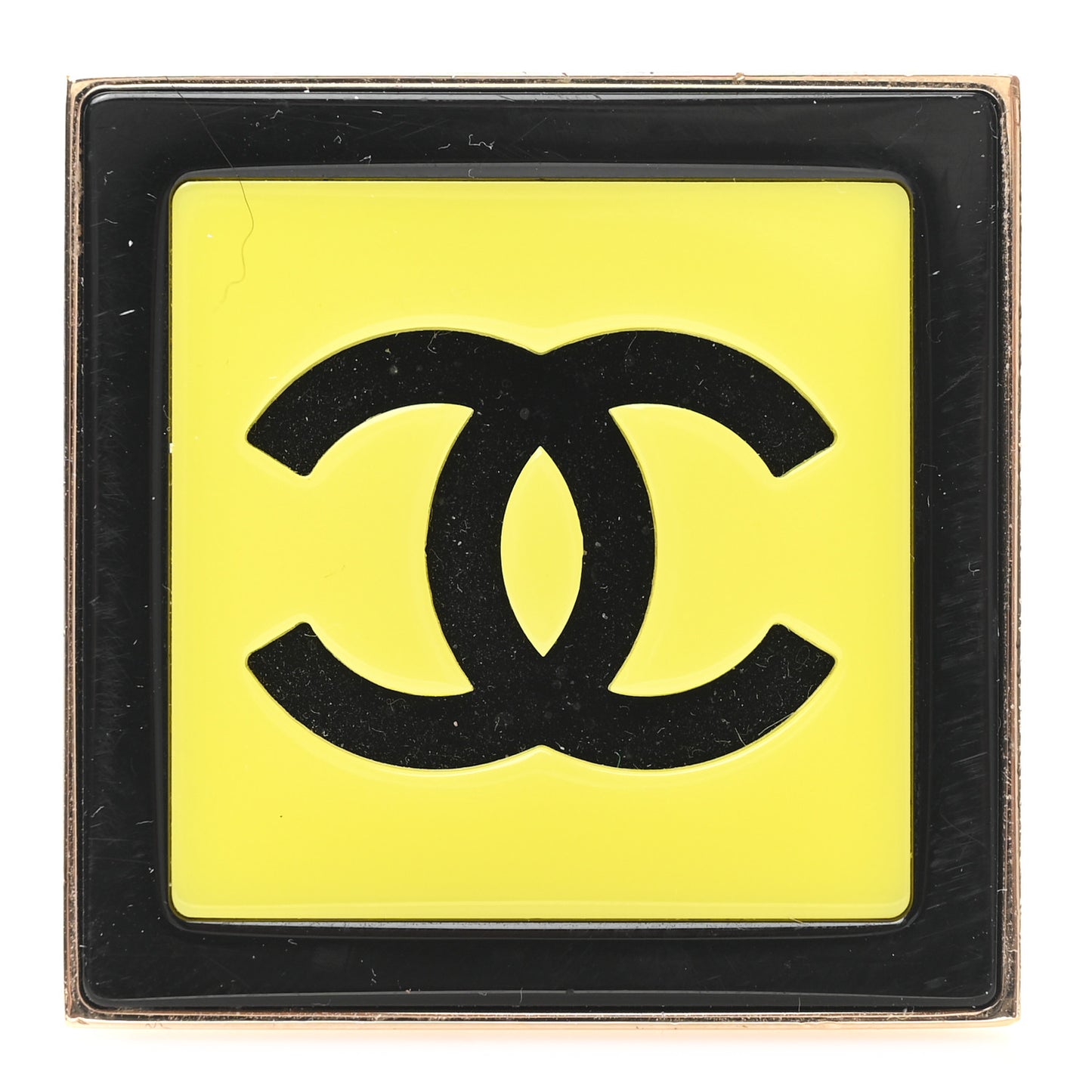 Metal Enamel Logo Brooch Yellow Black