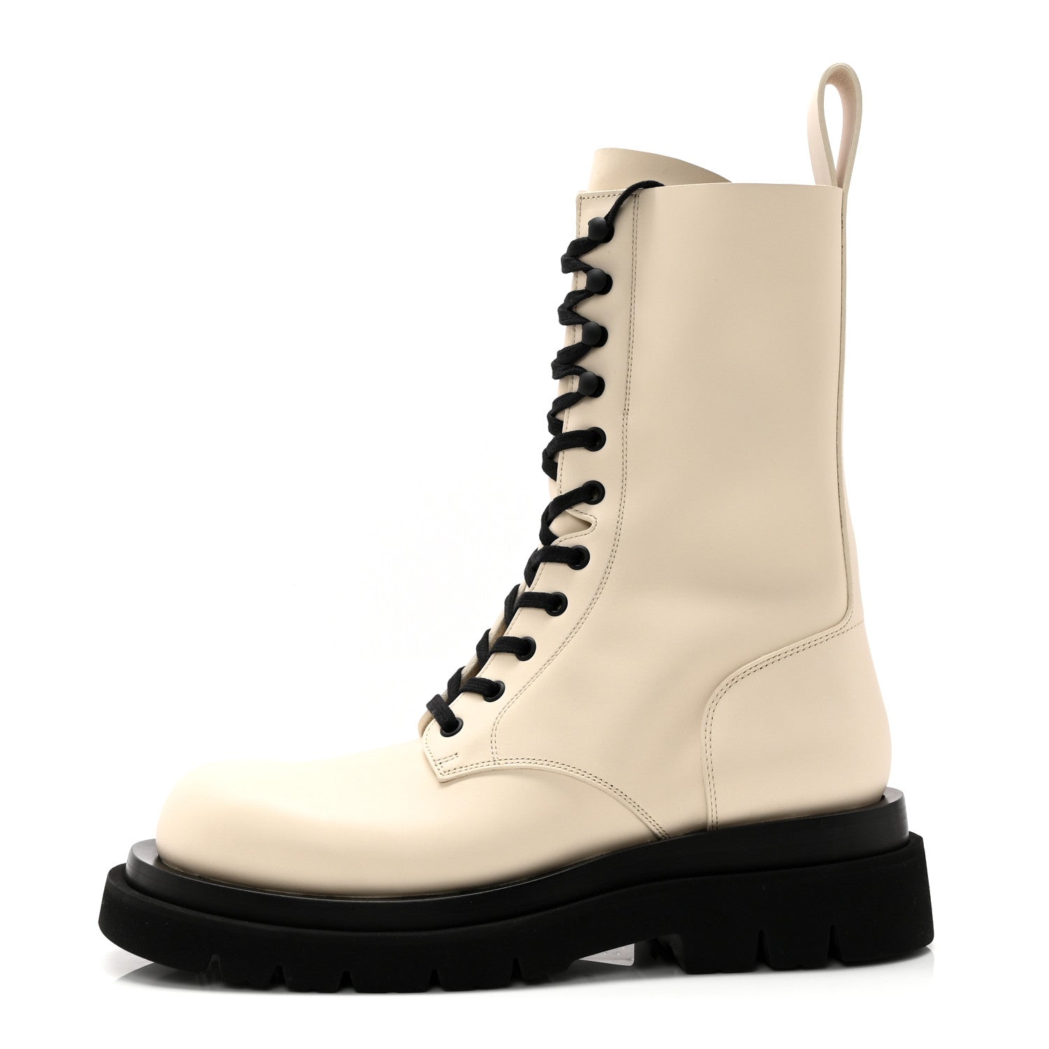 Bottega Veneta Calfskin The Lug Lace Up 55mm Boots 41 Sea Salt Black 1 of 13