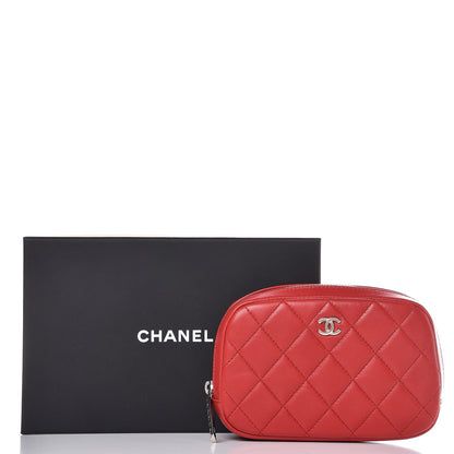 Chanel Lambskin Quilted Small Curvy Pouch Cosmetic Case Red 8 of 8