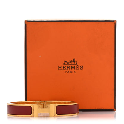 Hermes Matte Enamel Narrow Clic Clac HH Bracelet T4 Rouge H 5 of 5