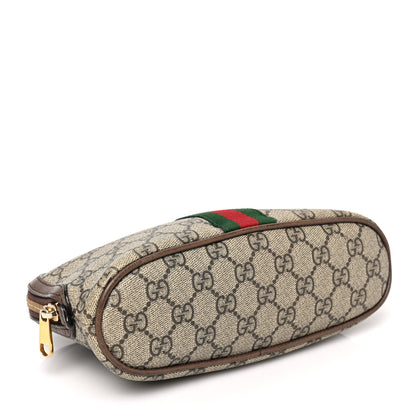 Gucci GG Supreme Monogram Textured Calfskin Web Large Ophidia Cosmetic Case Beige Ebony New Acero 4 of 9
