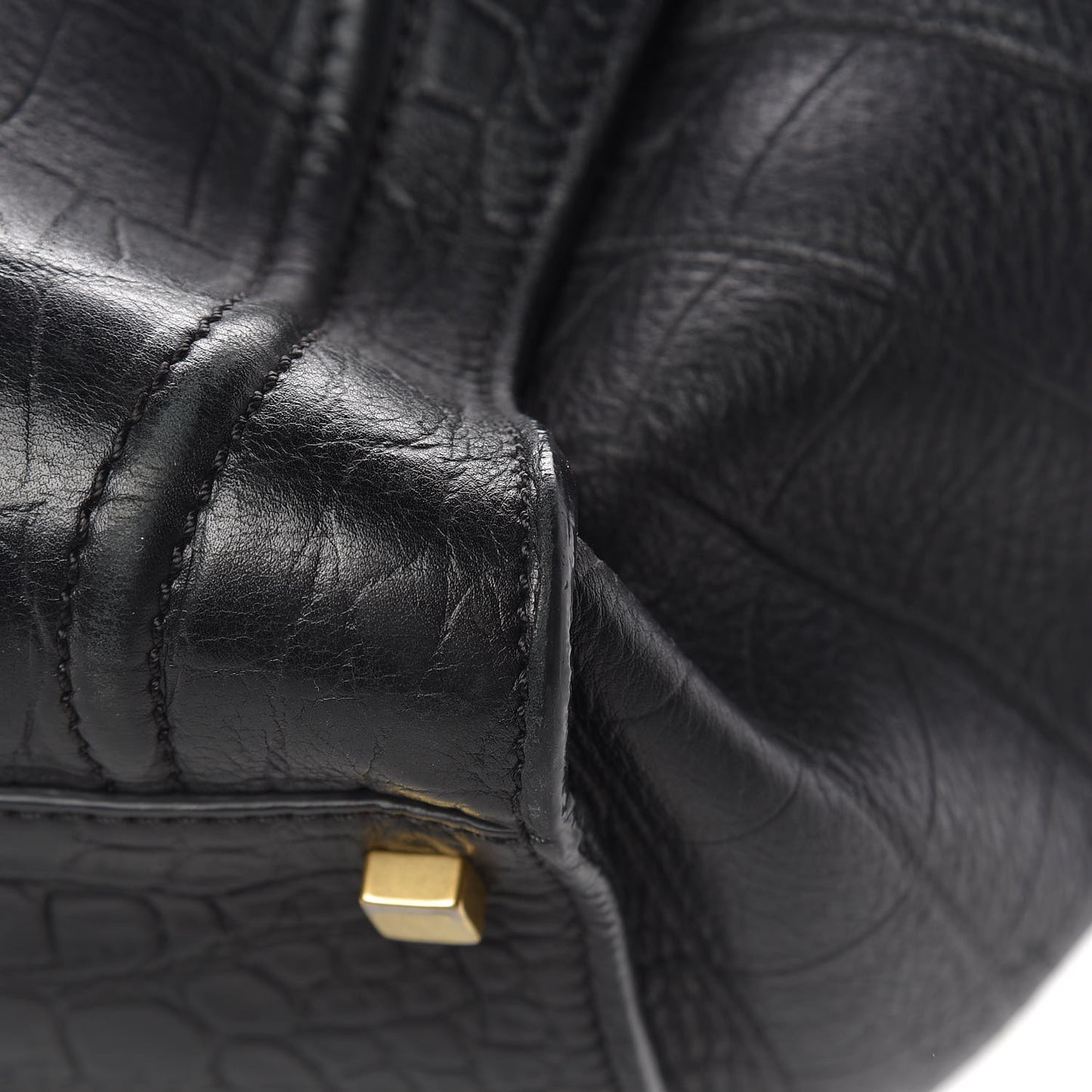 Crocodile Embossed Calfskin Medium Phantom Luggage Black