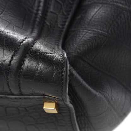 Celine Crocodile Embossed Calfskin Medium Phantom Luggage Black 13 of 19