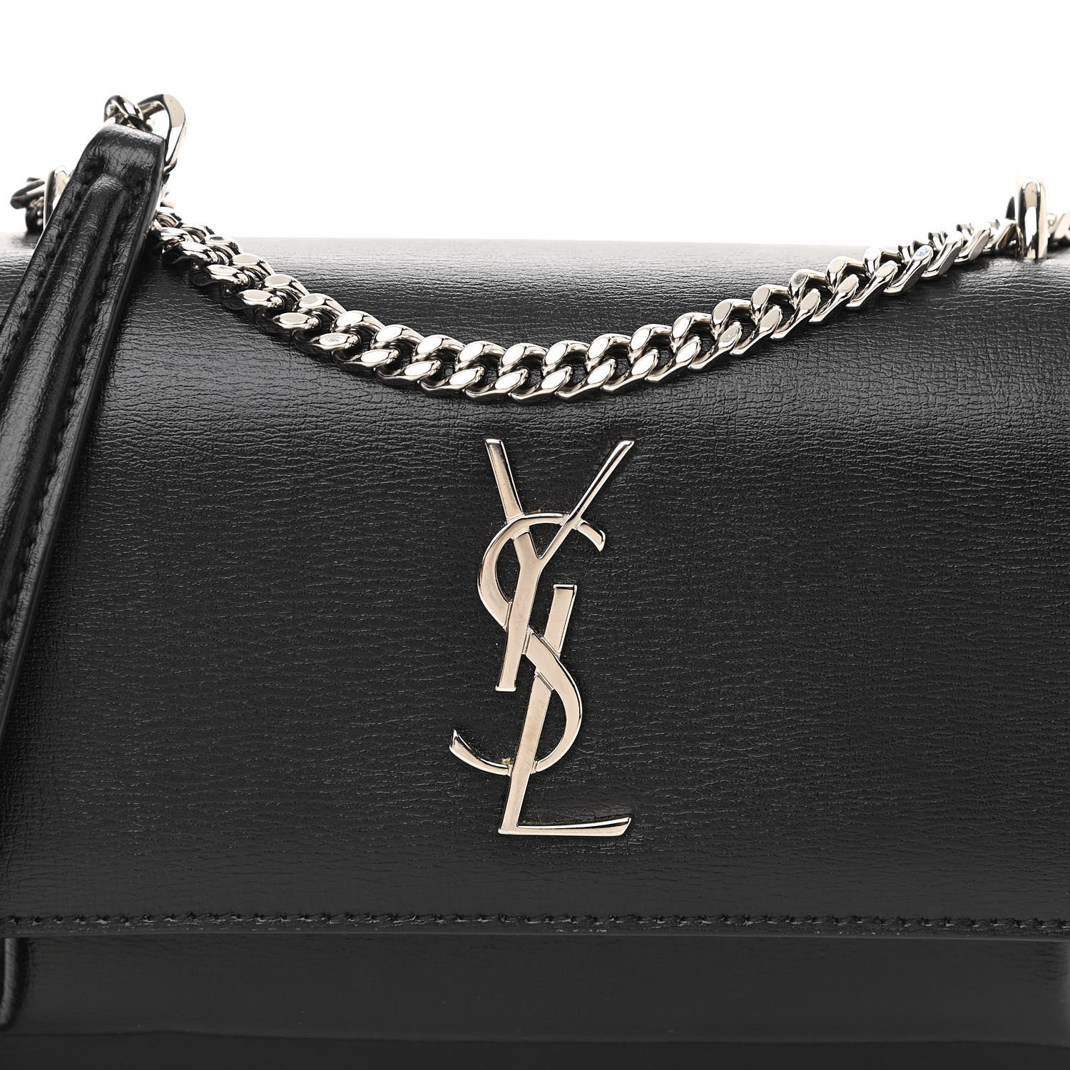 Saint Laurent Calfskin Monogram Sunset Chain Wallet Black 8 of 11