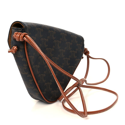 Celine Triomphe Canvas Triangle Crossbody Bag Tan 3 of 11