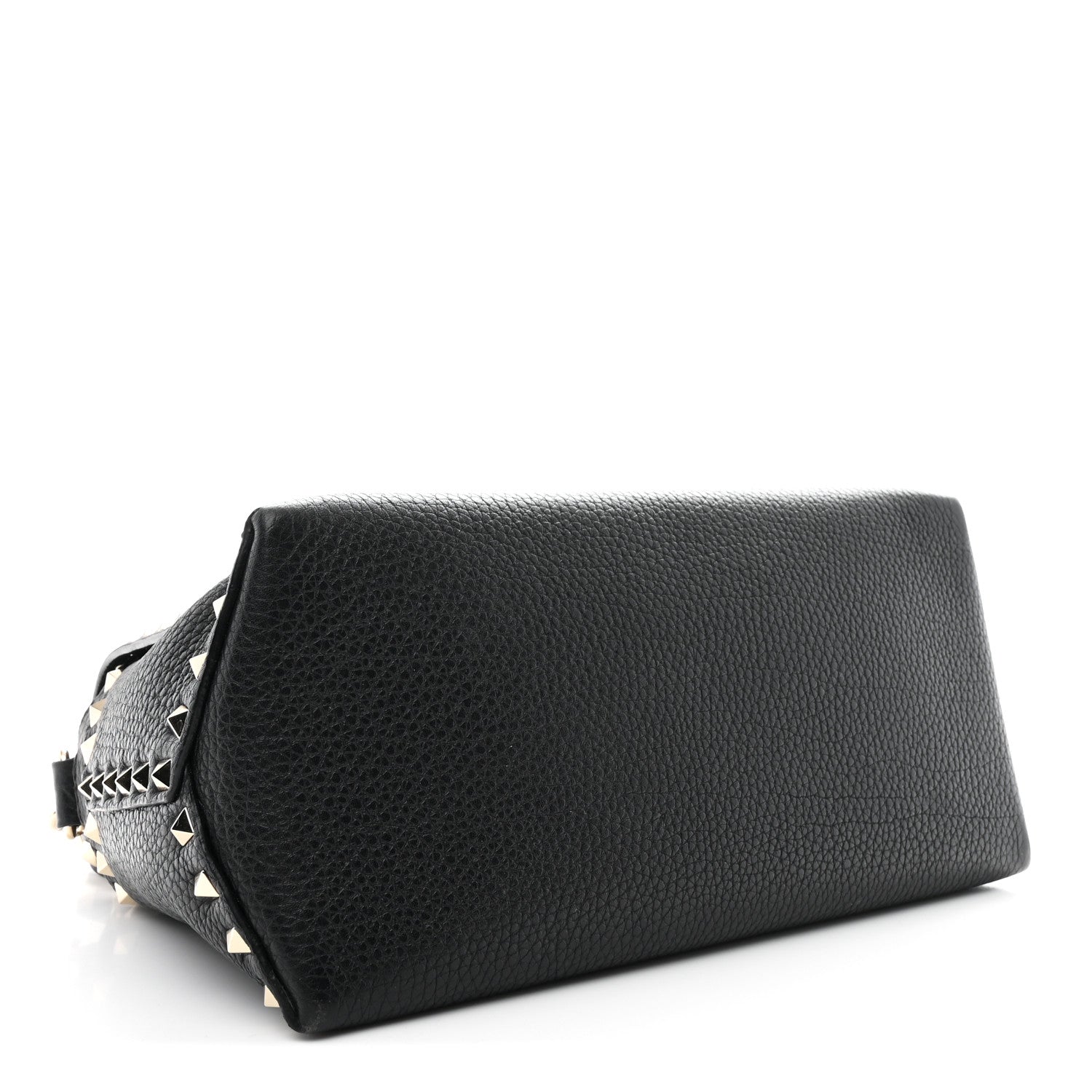 Valentino Garavani Pebbled Calfskin Rockstud Single Handle Flap Bag Black 4 of 11