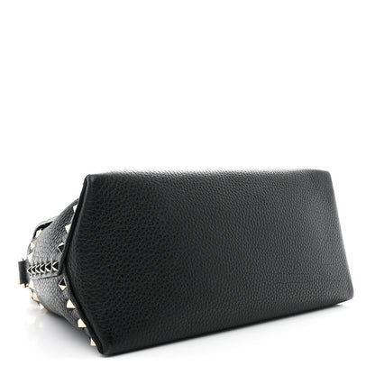 Valentino Garavani Pebbled Calfskin Rockstud Single Handle Flap Bag Black 4 of 11