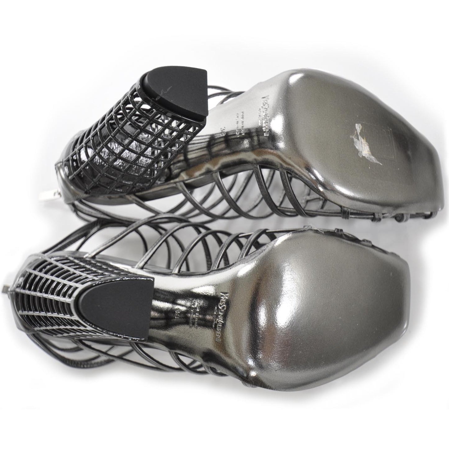 Leather Cage Booties 38 Anthracite