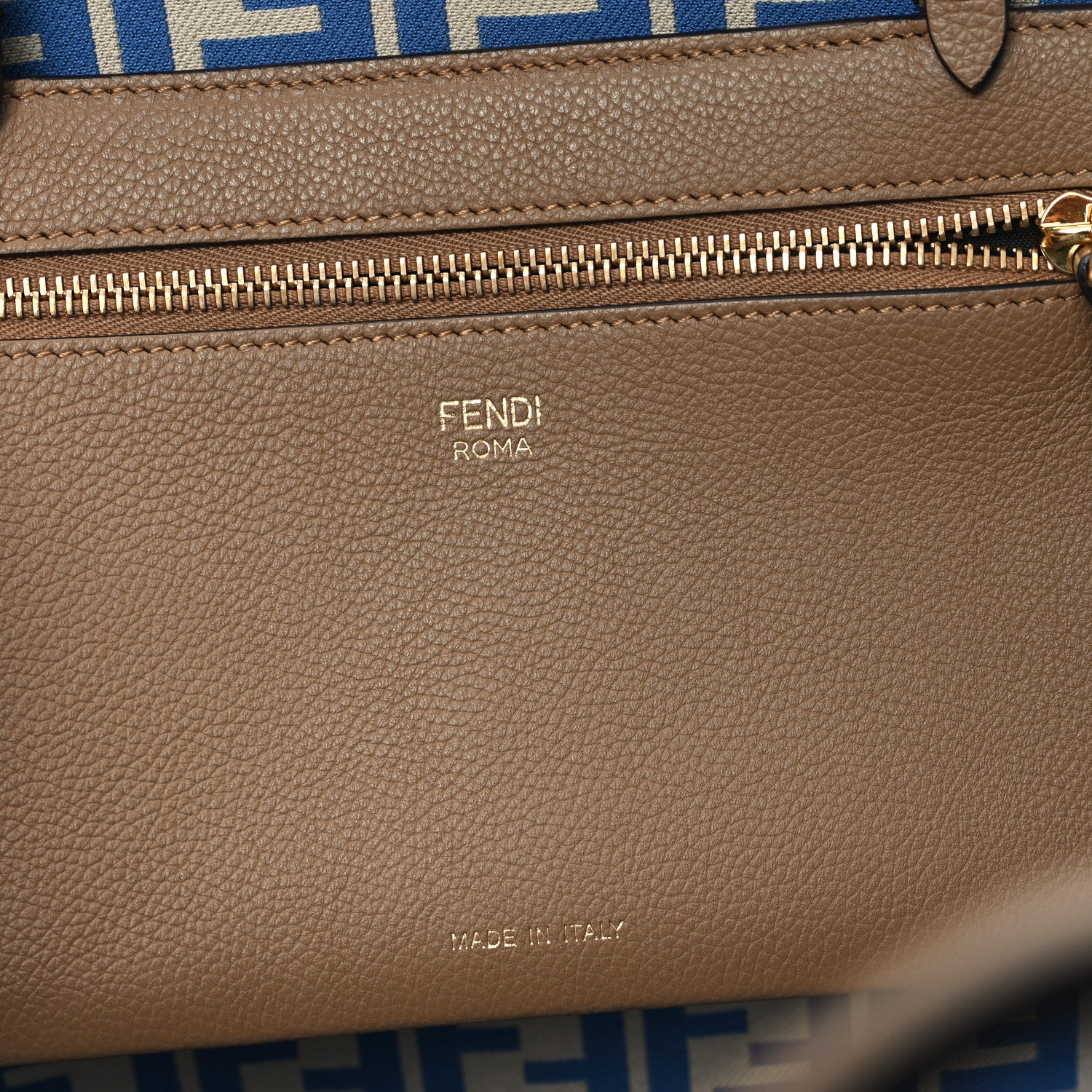 Fendi Pequin Vitello Reversible Large Shopping Tote Blue 6 of 17
