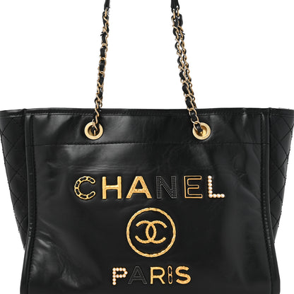 Chanel Aged Calfskin Small Charms Deauville Tote Black 8 of 11