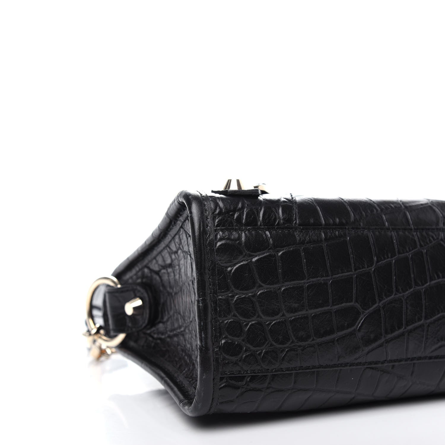 Balenciaga Calfskin Crocodile Embossed Classic SIlver Hardware Mini City Black 8 of 10