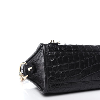 Balenciaga Calfskin Crocodile Embossed Classic SIlver Hardware Mini City Black 8 of 10