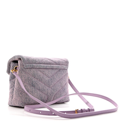 Saint Laurent Denim Y Quilted Monogram Toy Loulou Crossbody Bag Bleached Lilac 2 of 10