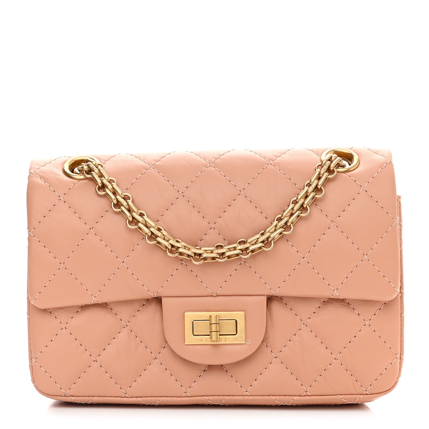 Aged Calfskin Quilted 2.55 Reissue Mini Flap Beige