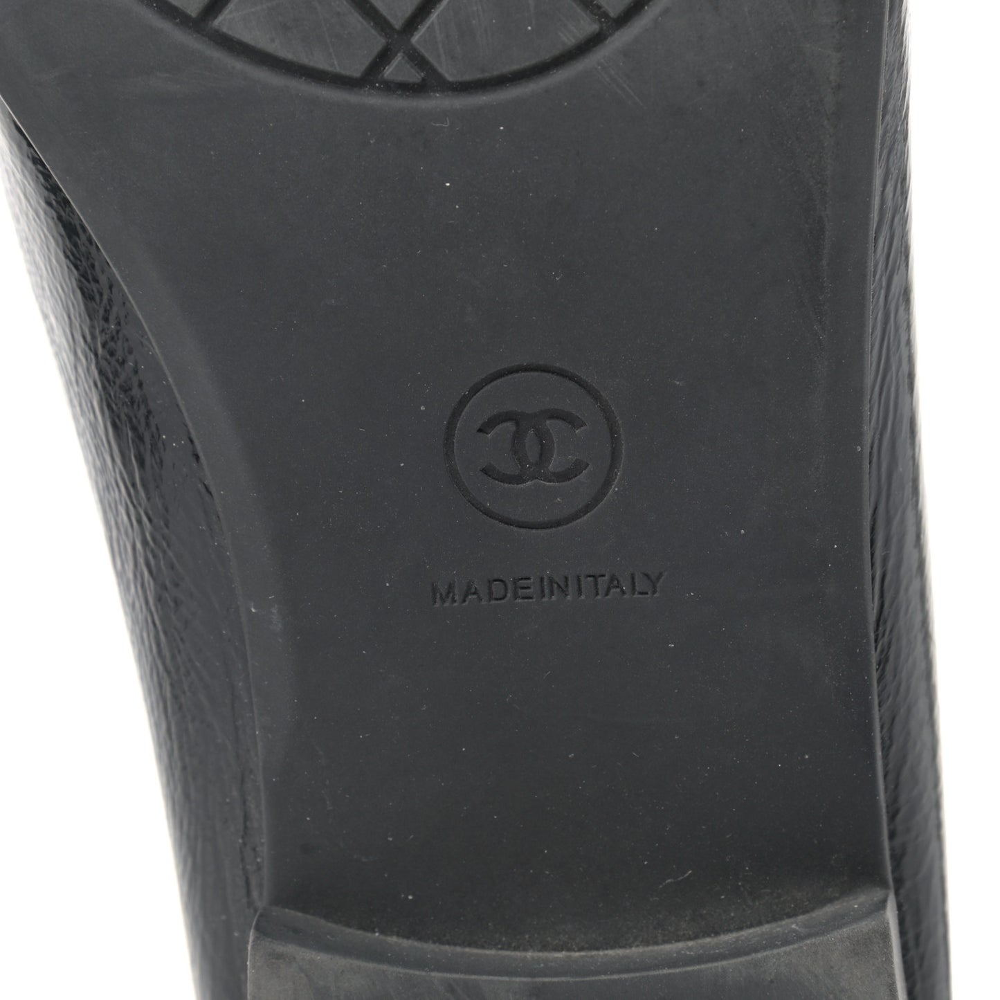 Crackled Patent Calfskin CC Mocassin Loafers 38.5 Black