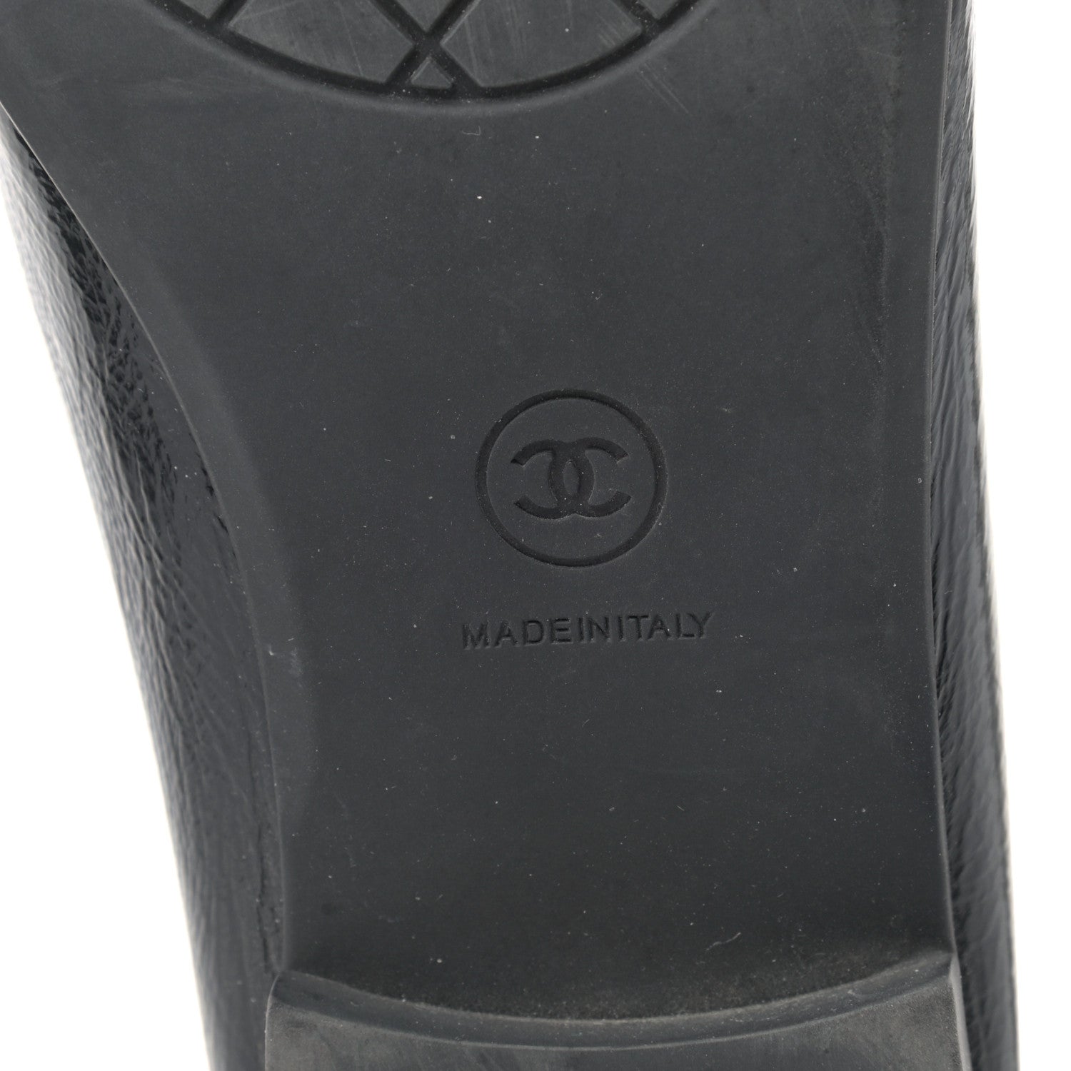 Chanel Crackled Patent Calfskin CC Mocassin Loafers 38.5 Black 6 of 11