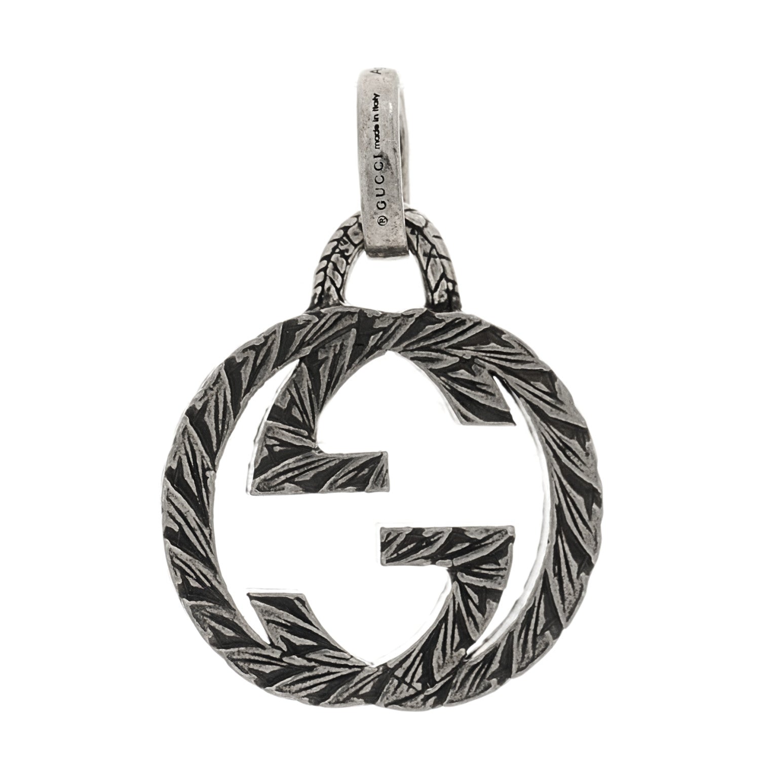 Gucci Sterling Silver Textured Interlocking G Pendant 1 of 6