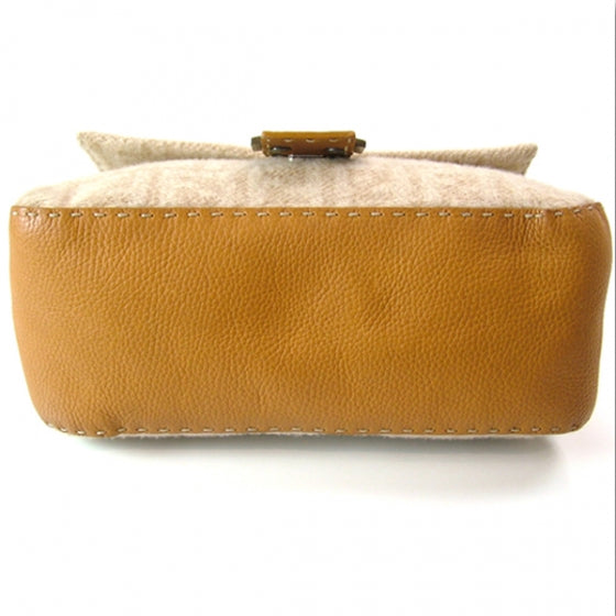 Fendi Cashmere Calfskin Romano Selleria Mama Baguette Honey 5 of 10