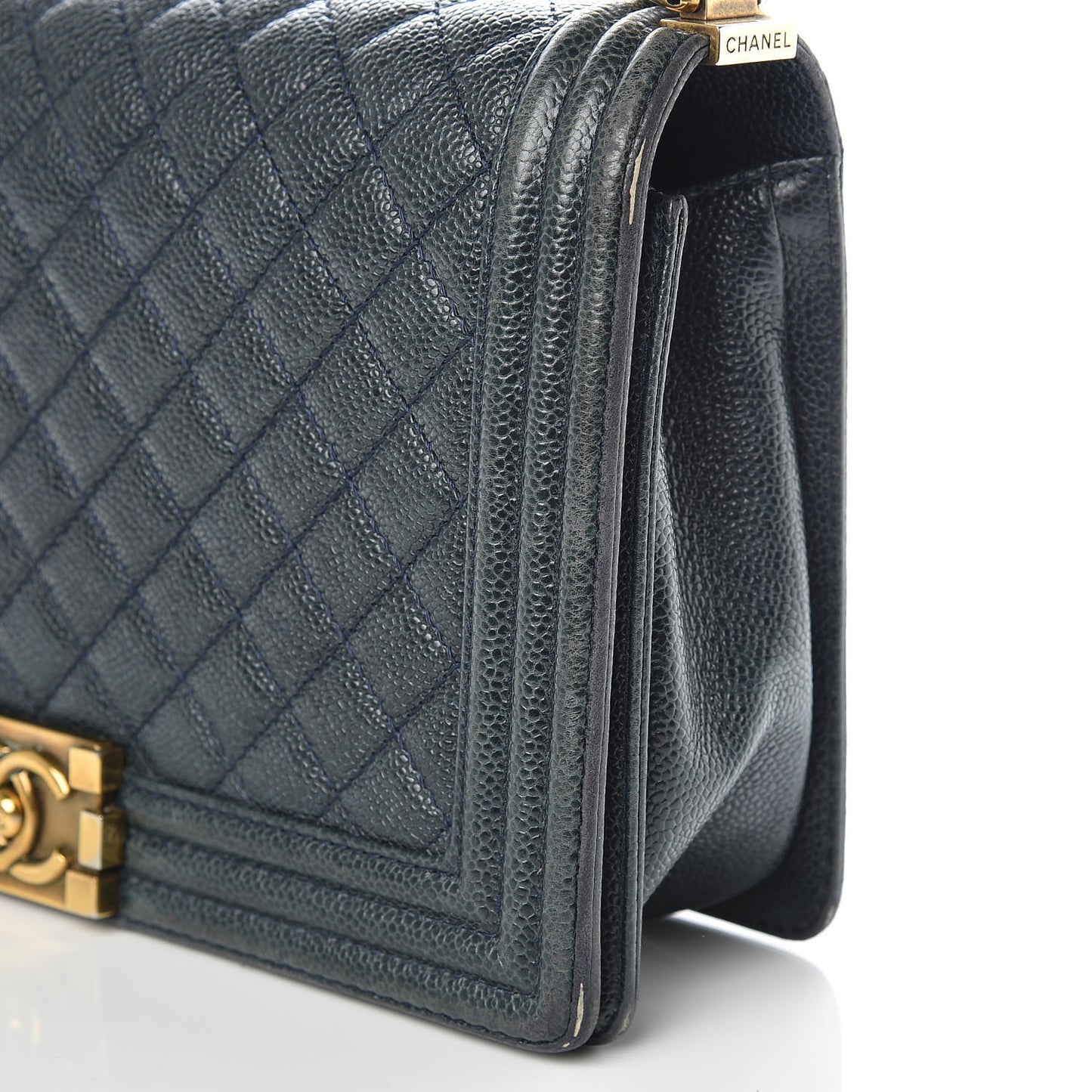 Caviar Quilted New Medium Boy Flap Blue