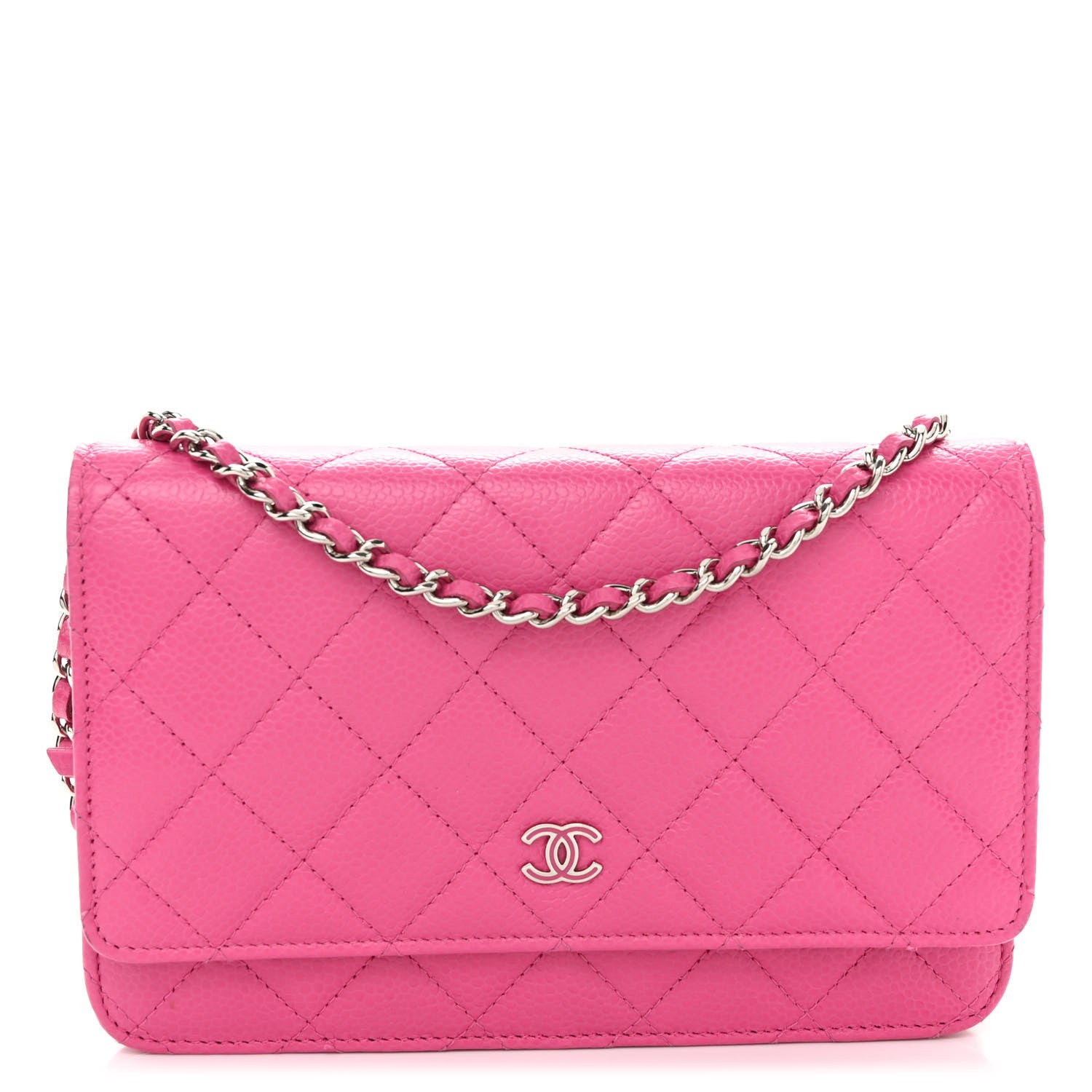 Chanel Caviar Quilted Wallet on Chain WOC Fuchsia 1 of 10